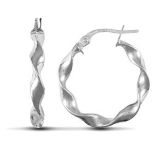 9ct white gold polished c candy twist creole Hoop Earrings