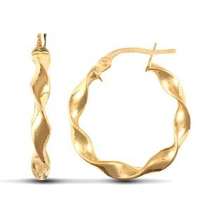 9ct yellow gold super light polished c candy twist creole Hoop Earrings