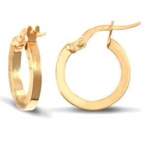 9ct yellow gold square tube creole Hoop Earrings