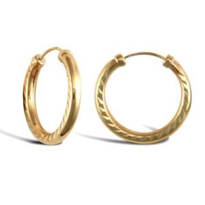 9ct yellow gold Diamond Cut Hoop Earrings