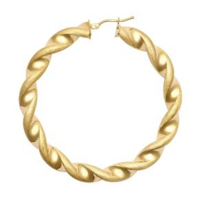 9ct Yellow Gold Polished & Frosted Twist Hoop Earrings
