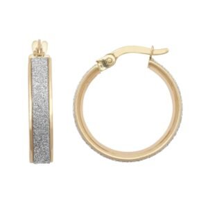 JER770B | 9ct Yellow Gold 15mm Moon Dust hoop Earrings