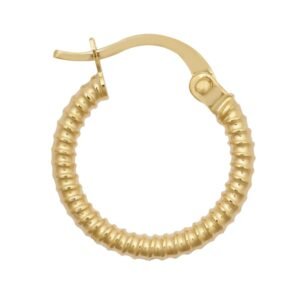 9ct Yellow Ribbed Polished hoop Earrings