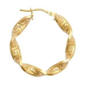 9ct Yellow Greek Key hoop Earrings