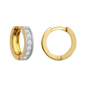 9ct Yellow Single Row CZ Huggie Earrings