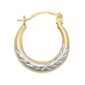 9ct Yellow & White Baby Creole Earrings