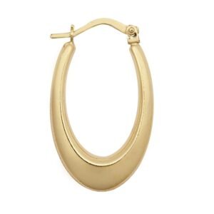 9ct Yellow Oval Shaped Creole Earrings
