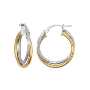 9ct Yellow & White Double Hoop Earrings