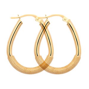 9ct Yellow Plain & Mesh Earrings