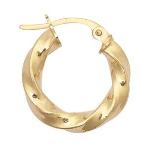 9ct Yellow Polished Slight Twist Hoop Earrings