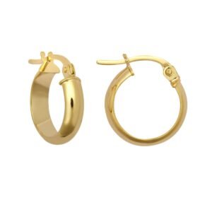 9ct Yellow 3mm Wedding Band Style Hoop Earrings