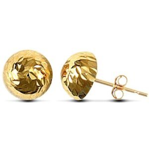 JES085 | 9ct yellow gold Diamond Cut half ball Stud Earrings