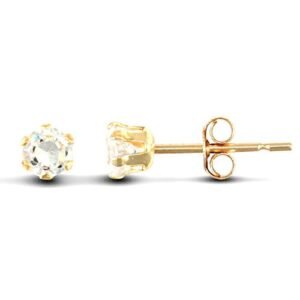 JES097 | 9ct yellow gold Stud Earrings claw-set with a 3mm solitaire cubic zirconia stone.