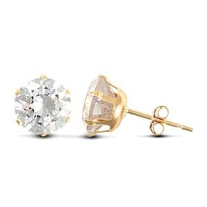 JES101 | 9ct yellow gold Stud Earrings claw-set with a 7mm solitaire cubic zirconia stone.