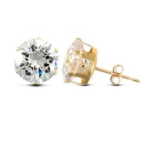 JES101A | 9ct yellow gold Stud Earrings claw-set with a 10mm solitaire cubic zirconia stone.