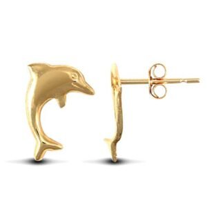 JES139 | 9ct yellow gold polished smiling dolphin Stud Earrings