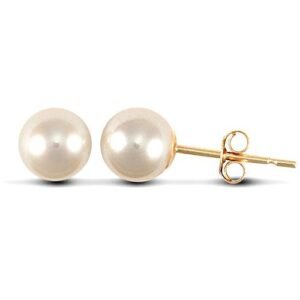 JES152 | 5.5mm premium quality cultured pearl Stud Earrings with a 9ct yellow gold post and butterfly fitting.