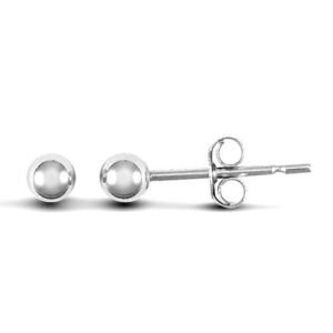 JES155 | 9ct white gold 3mm polished bead Stud Earrings with a post and butterfly fitting.