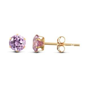 JES170 | 9ct yellow gold Stud Earrings claw-set with a 3mm solitaire light blue cubic zirconia stone.