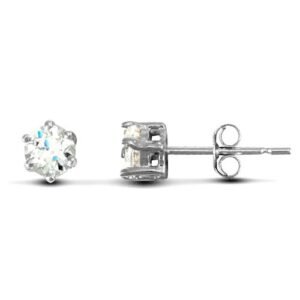 JES176 | solid 9ct white gold hand finished Stud Earrings claw-set with a 4mm solitaire cubic zirconia stone.