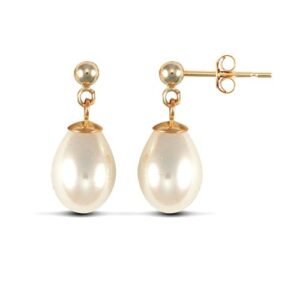 JES185 | premium quality freshwater pearl drop Stud Earrings with a 9ct yellow gold post and butterfly fitting.