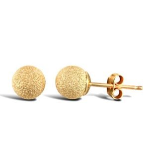 JES311 | 9ct yellow gold frosted 5mm ball stud earrings