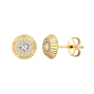 JES347 | JN Jewellery 9ct Yellow Gold 8mm CZ Bezel Stud Earrings
