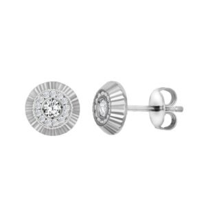 JES349 | JN Jewellery 9ct White Gold 8mm CZ Bezel Stud Earrings