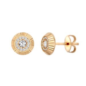 JES351 | JN Jewellery 9ct Rose Gold 8mm CZ Bezel Stud Earrings