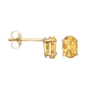 JES371 | 9ct Yellow Gold 6x4 Citrine Stud Earrings