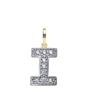 JIN022-I | 9ct Yellow Gold Cubic Zirconia Initial Pendant