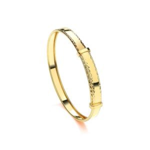 JKB109B | 9ct Yellow Gold Childs 4mm Diamond Cut Expandable Bangle