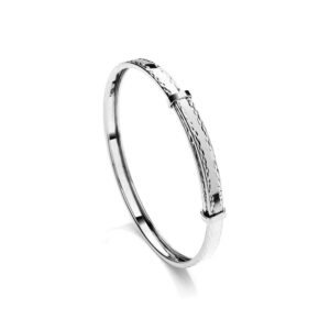 JKB112 | 9ct White Gold Childs 3mm Diamond Cut Expandable Bangle