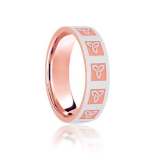 9ct Rose & White Flat Court 5mm Celtic Laser Engraved Wedding Band