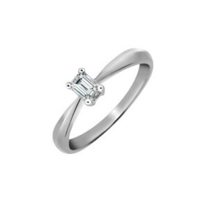 PTR001-025 | Platinum 25pts Emerald Cut Solitaire Dia Ring