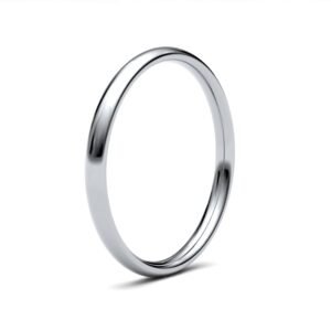 WCT18W2 | 18ct White Gold Standard Weight Court Profile Mirror Finish Wedding Ring