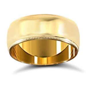 WCT18Y8-02 | 18ct Yellow Gold Standard Weight Court Profile Mill Grain Wedding Ring