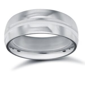 WCT9W7-05 | 9ct White Gold Standard Weight Court Profile Centre Groove Wedding Ring