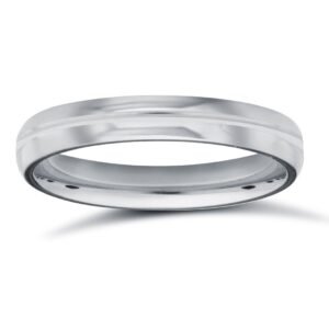 WCTPD3-05(F-Q) | Palladium Standard Weight Court Profile Centre Groove Wedding Ring