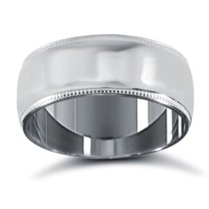 WCTPL8-02 | Platinum Standard Weight Court Profile Mill Grain Wedding Ring
