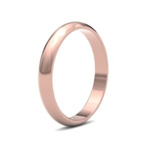 WDS18R3(F-Q) | 18ct Rose Gold Standard Weight D-Shape Profile Mirror Finish Wedding Ring