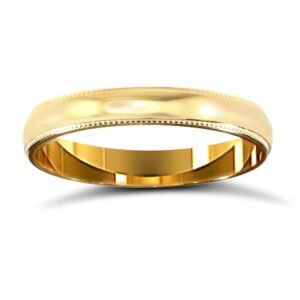 WDS18Y3-02(R+) | 18ct Yellow Gold Standard Weight D-Shape Profile Mill Grain Wedding Ring