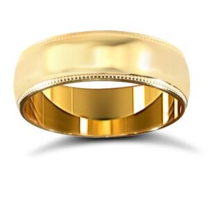 WDS22Y6-02 | 22ct Yellow Gold Standard Weight 6mm D Shaped Profile Mill Grain Wedding Ring