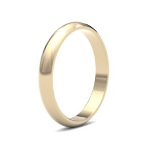 WDS9Y3(R+) | 9ct Yellow Gold Standard Weight D-Shape Profile Mirror Finish Wedding Ring