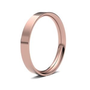 9ct Rose Gold Standard Weight Flat Court Profile Mirror Finish Wedding Ring