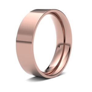 9ct Rose Gold Standard Weight Flat Court Profile Mirror Finish Wedding Ring