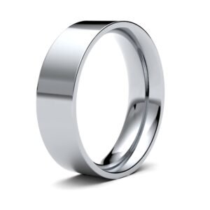 Palladium Standard Weight Flat Court Profile Mirror Finish Wedding Ring