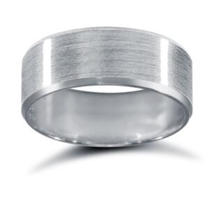 Palladium Standard Weight Flat Court Profile Satin and Bevelled Edge Wedding Ring