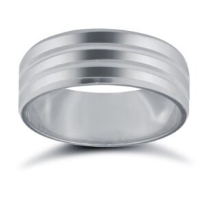 Palladium Standard Weight Flat Court Profile Double Groove Wedding Ring