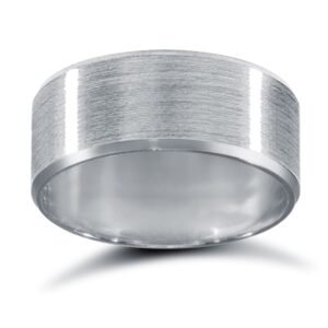 Platinum Standard Weight Flat Court Profile Satin and Bevelled Edge Wedding Ring